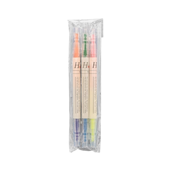 3 Pcs Highlighters Pens, Dual Tips Highlighter Sticks, Highlighter Markers Assorted Colors for Home Office Organizing and Coloring, 6 inch