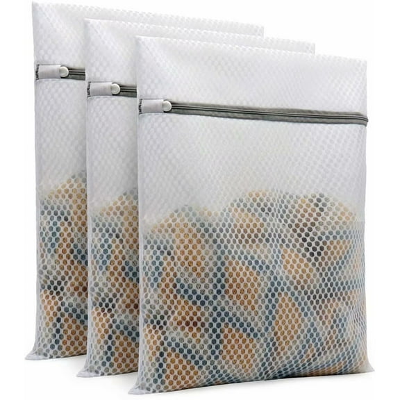 3 Pcs Honeycomb Mesh Laundry Bags,Medium Size Durable Laundry Bags,Honeycomb Mesh Wash Bags,Breathable Laundry Bags for Underware,Washing and Drying Clothbagswith Anti-Rust Zipper