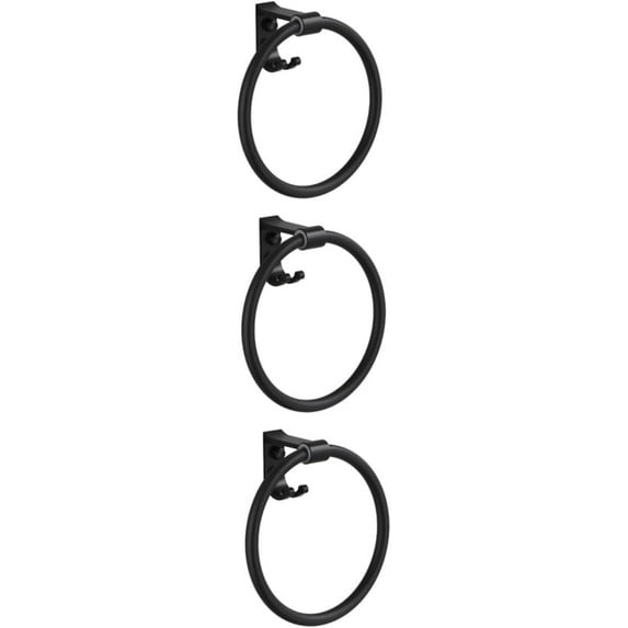 3 Pcs Hooked Towel Ring Black Hooks Basket with Handle Hand Towel Holder Towel Hook Black Towel Ring Towel Ring Hook Ring Holder Hand Towel Ring Water Proof Wall Hanging Aluminum