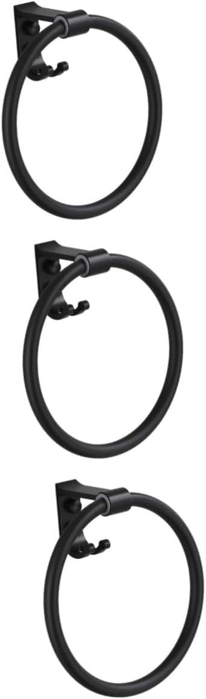 3 Pcs Hooked Towel Ring Wall Mount Clothing Rack Black Stand Wall