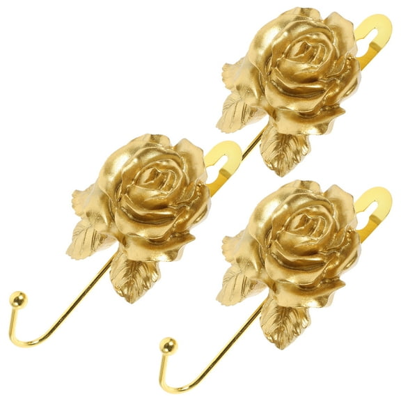 Golden Resin Wall Hooks for Home Use and Strong to Hold Clothes Keys Bags 3 Pieces 5.9