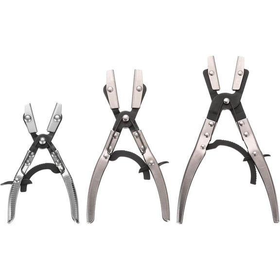 3 Pcs Hose Pinch Off Pliers 8" 10" 12" Carbon Steel Automatic Locking Ratcheting Electrophoresis Chrome Plating for Hoses Cars Gas Pipelines Radiators Brakes Coolant