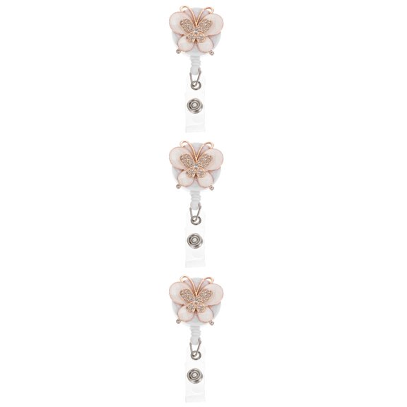 3 Pcs Id Badge Holder Card Holders Butterfly Easy Pull Button Work Student