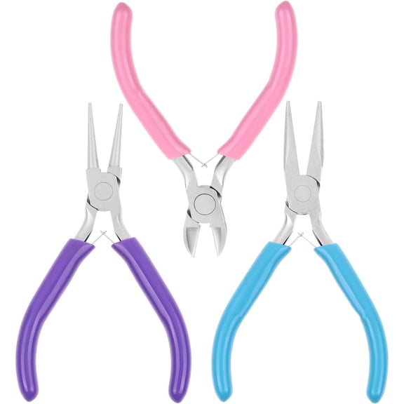 3 Pcs Jewelry Making Plier Tools with Needle/Chain/Round Nose Pliers and Wire Cutter for Jewelry Repair, Wire Wrapping, Crafts, Jewelry Making Supplies