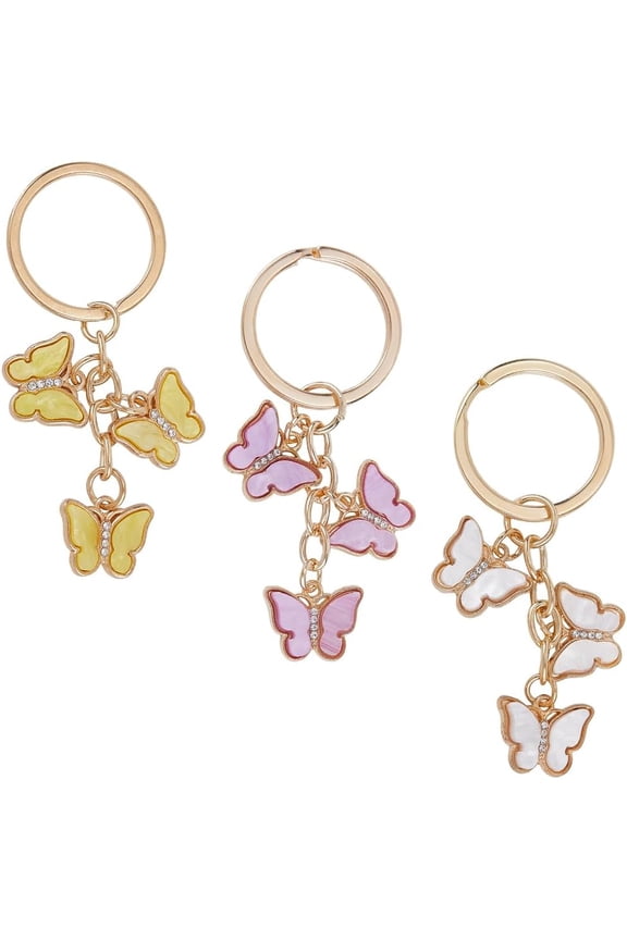 3 Pcs Keychains Pendants Butterfly Keyrings for Women Hanging for Handag Purse Wallet Backpack Bag Gold Alloy Jewelry Charms Party Favor Birthday Supplies Decorations Gift