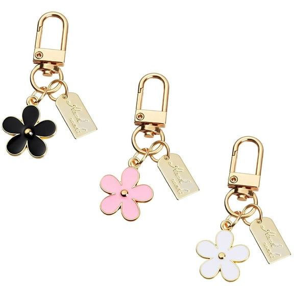 3 Pcs Keychains for Women, Bag Charm Flower Key Chain Car Key Ring Pendant for Purse