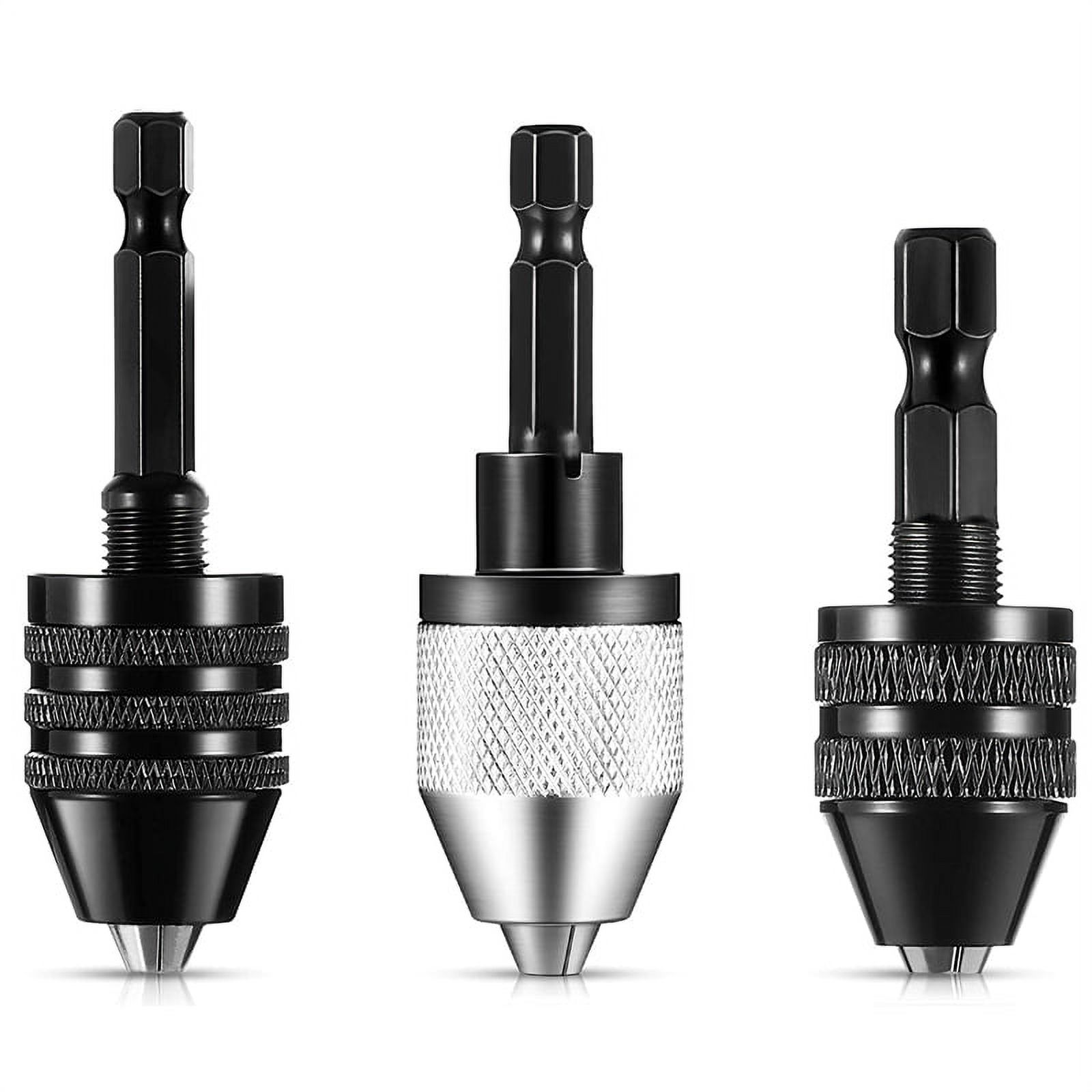 3 Pcs Keyless Drill Chuck 1/4 Inch Hex Keyless Drill Chuck Converter