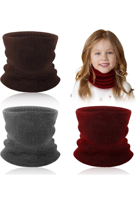 3 Pcs Kids Neck Warmer Winter Knitted Neck Gaiter Kids Infinity Scarf Circle Loop for Toddler Boys Girls