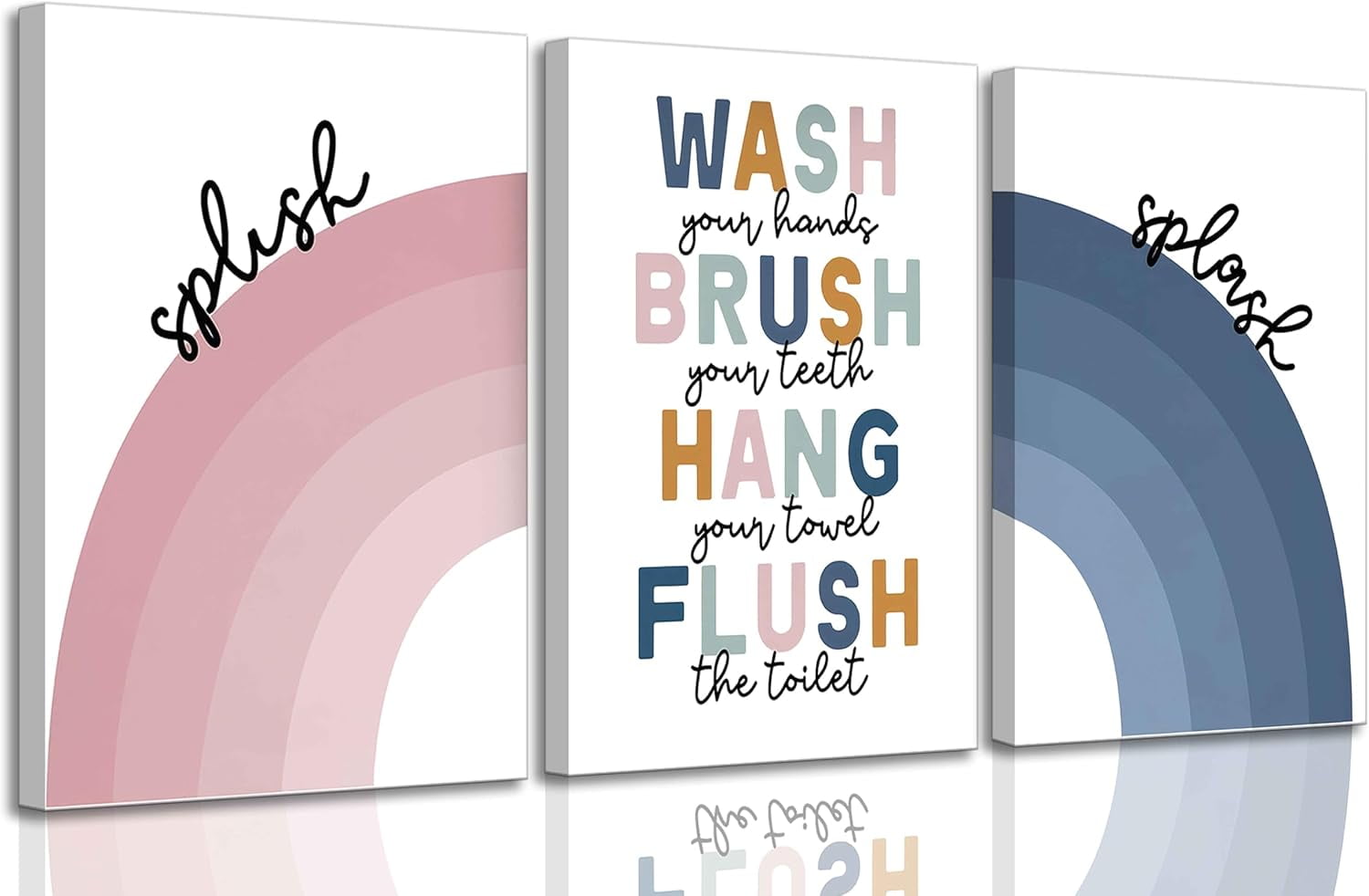 3 Pcs Kids Shared Bathroom Canvas Wall Art Colorful Cute Funny Toddler ...