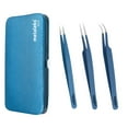 thumbnail image 1 of 3 Pcs Kit of Eyelash Extension Tweezers In Blue Magnetic Kit - Made In Surgical Stainless Steel, 1 of 5