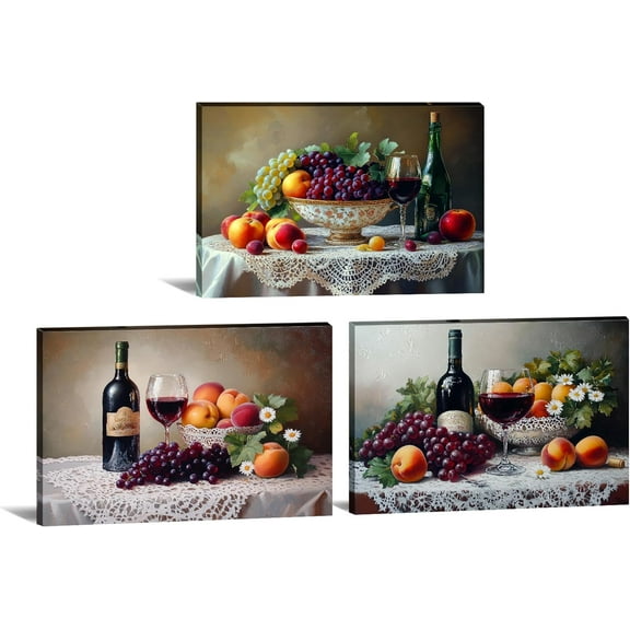 3 Pcs Kitchen Canvas Art Love Eat Drink Picture Wall Decor Framed Fork Knife Coffee Wine Painting Black and Red Prints Dining Room Restaurant Bar Ready to Hang(Kitchen-10,11.00"x14.00"x3P)