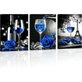 thumbnail image 1 of 3 Pcs Kitchen Canvas Art Love Eat Drink Picture Wall Decor Framed Fork Knife Coffee Wine Painting Black and Red Prints Dining Room Restaurant Bar Ready to Hang(Kitchen-10,11.00"x14.00"x3P), 1 of 6