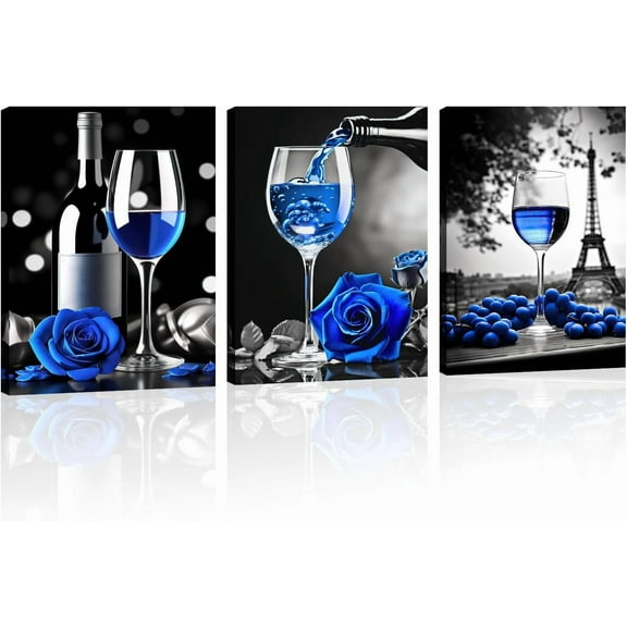 3 Pcs Kitchen Canvas Art Love Eat Drink Picture Wall Decor Framed Fork Knife Coffee Wine Painting Black and Red Prints Dining Room Restaurant Bar Ready to Hang(Kitchen-10,11.00"x14.00"x3P)