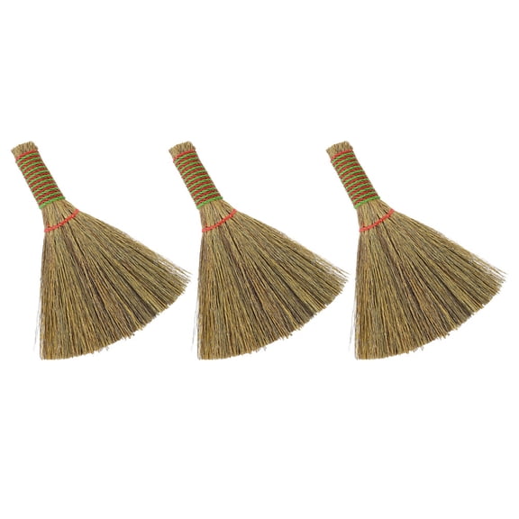 NUOLUX 3Pcs Desk Dust Brooms Assorted Color Short Handle Brooms for Hard to Reach Corners