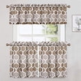 thumbnail image 1 of 3 Pcs Kitchen Curtains Set, Moroccan Pattern Kitchen Tier Curtains and Valance Set for Bathroom, Rod Pocket Tailored Kitchen Curtain Set,36-inch, Brown/Taupe, 1 of 6