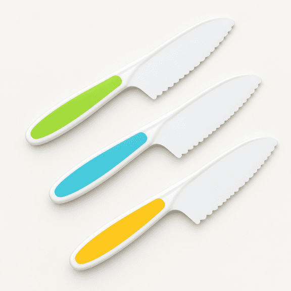 3 Pcs Kitchen Knife, Plastic Serrated Edges Knife Set for Cooking and Cutting Cakes, Fruits and Veggies, Perfectly Safe for Chef Knife Set for Real Cooking