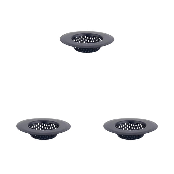 3 Pcs Kitchen Sink Strainers Sink Drain Strainers Drain Stoppers Sink Plugs Stainless Steel Drain Strainers for Bathroom, Slop, Laundry, RV and Lavatory, 2.76 Inch Black