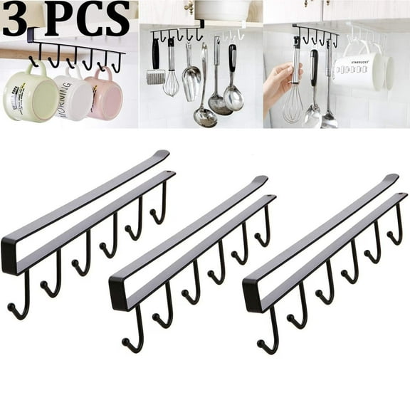 3 Pcs Kitchen Utensil Storage Hook,Mug Holder,Coffee Cup Holder,Cabinet Storage Hook,Mug Hooks Under Cabinet,Wall Mounted Home Storage Hooks