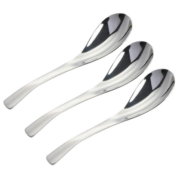REOFLYUP Dinner Spoon Stainless Steel Silver 3Pcs 5.3x1.4x0.1In