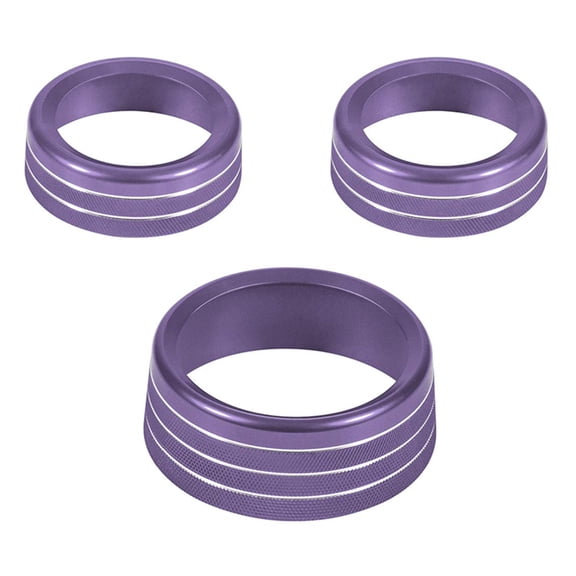 3 Pcs Knob Cover Volume Knobs Ring Cars AC Button Trim Interior Purple Aluminum Alloy Travel