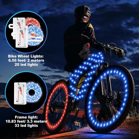 3 Pcs LED Bike Lights for Night Riding Bicycle Frame and Wheel Lights ...