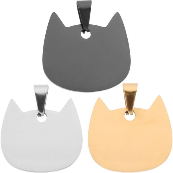 3 Pcs Labels Pet Engraved Id Tag Name for Cats Stainless Steel