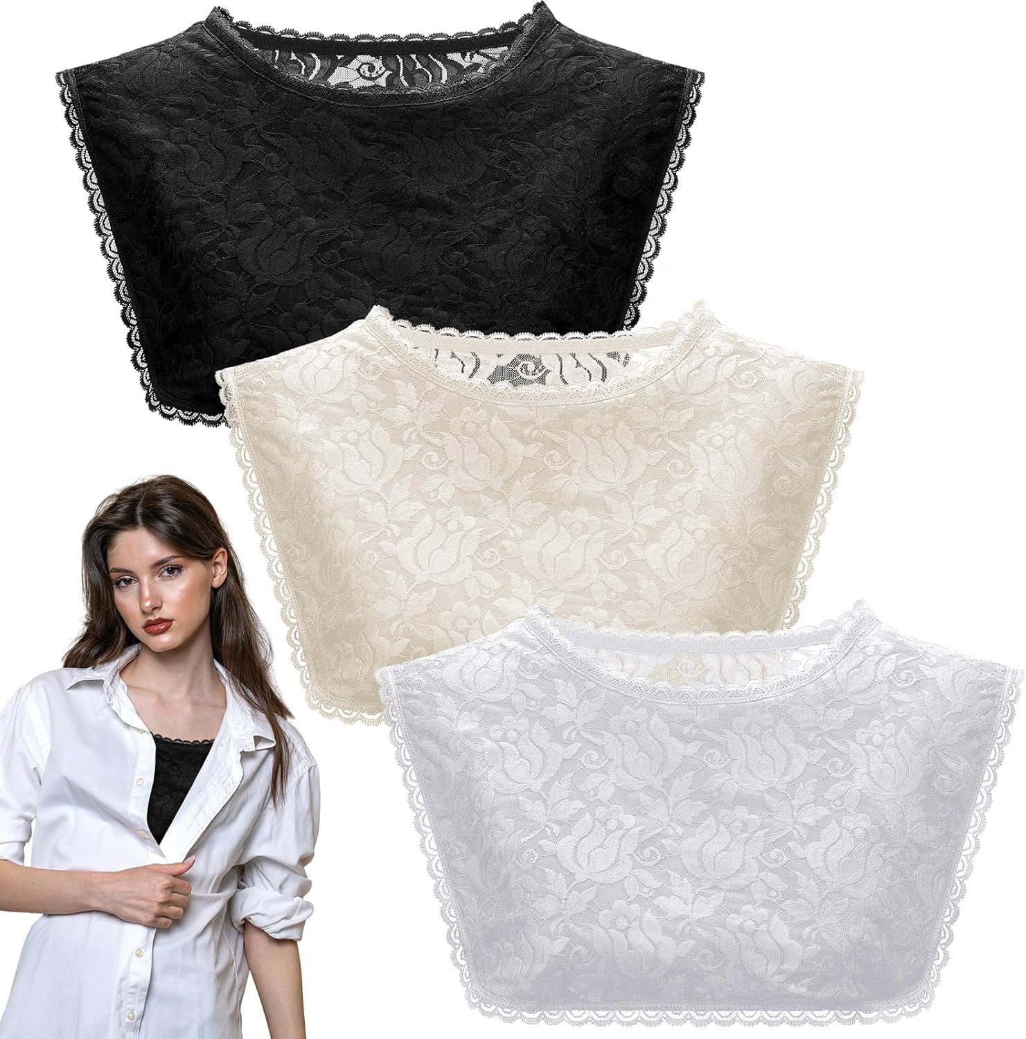 inserts for low cut dresses Camicover 3Pcs Women's Modesty Inserts for Low Cut Dresses Mock Camisole  Bra Insert Overlay Modesty Panel Vest (Black White Beige) at Amazon Women's  Clothing store
