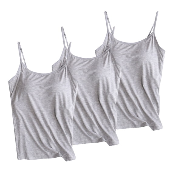3 Pcs Ladies Soft Stretch Camisole Built in Detachable Pads Thin Strap Adjustable Design Functional Shirts for Daily Occasions Shape Retaining (Orange,2XL)