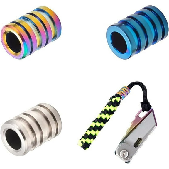 3 Pcs Lanyard Paracord Bracelet Beads Groove Column European Titanium Alloy Loose Spacer Beads for Jewelry EDC String Pendant Parachute String Tool for making