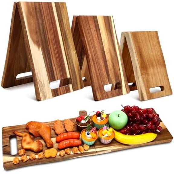 3 Pcs Large Charcuterie Board with Handles Foldable Travel 36 x 12 Inch, 27 x 6 Inch, 20 x 6 Inch Wood Cheese Platter Serving Tray Acacia for Meat Food Party Appetizers$$Home Decor, Kitchen, & Other
