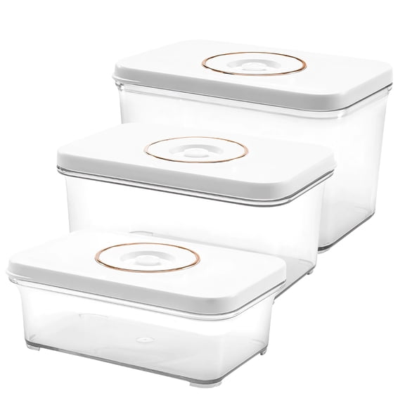 3 Pcs Large Food Storage Containers Set, Square Airtight Food Storage Containers, 850/1300/1800 mL, Transparent AS, Ideal for Fruit, Vegetable, and Meal Prep