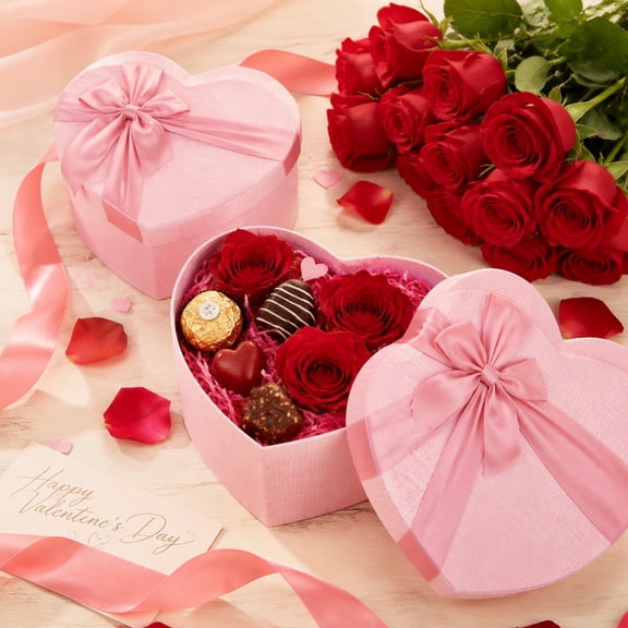 3 Pcs Large Heart Shaped Gift Boxes with Lids and Ribbons, Pink Nested Flower Boxes for Bouquets, Roses, Chocolates and Gift Packaging, Decorative Heart Boxes for Wedding Mothers Day Valentines Day