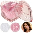 thumbnail image 1 of 3 Pcs Large Powder Puff Set, Heart-shaped Glass Container with Soft Plush Makeup Puffs, Washable & Reusable, Cute Vanity Décor for Wet and Dry Makeup, 1 of 7