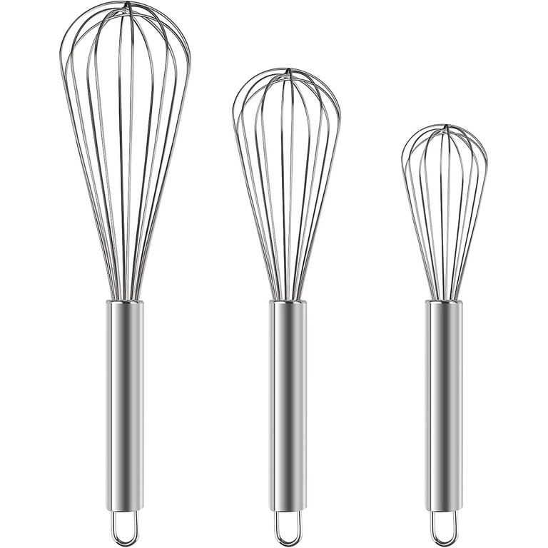 3 Pcs Large Small Metal Mini Whisk Sets, Stainless Steel Egg Wire Tiny  Whisks For Cooking Baking, Professional Whisking Wisk Kitchen Tool Utensil,  Bea