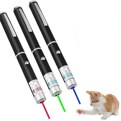 3 Pcs Laser Pointer for Cats Dogs Cats Laser Pointer Pet Interactive Toys Laser Presentation Remotes Red Green Purple Light (3 PCS Pack Color Mixed,Without Battery)