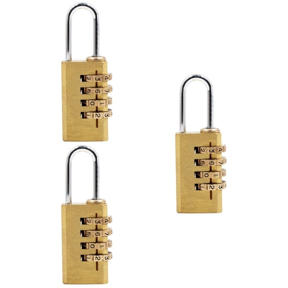 LABSERRON Backpack Combination Lock 4 Dial Number Golden for Safety 3Pcs