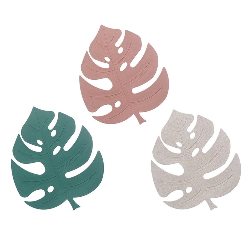 3 Pcs Leaf Shape Placemat Heatinsulation Coaster for Office Desk Fake