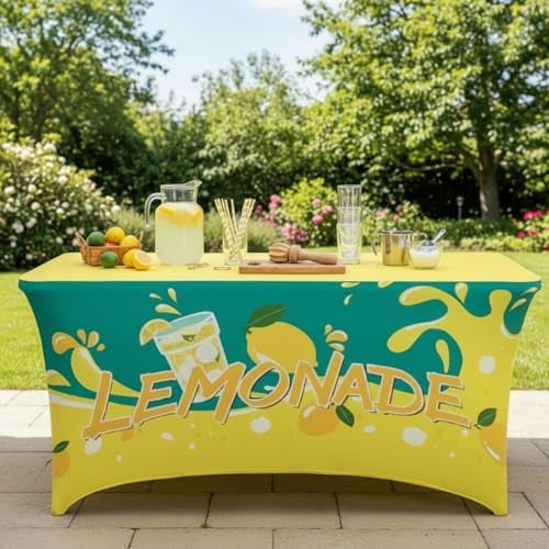 3 Pcs Lemon Party Decorations Lemon Theme Tablecloth 6ft Lemonade Stand Tablecloth Lemonade Stand Table Cover Summer Waterproof Rectangular Fitted Table Cover for Beach Picnic Birthday Decor