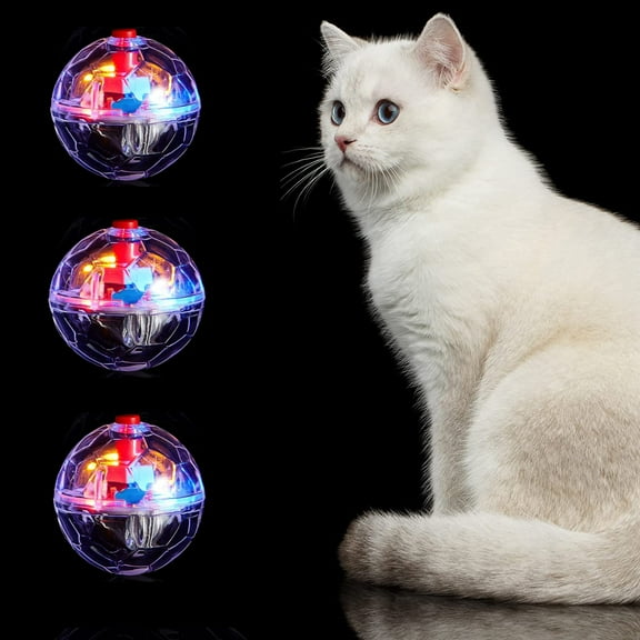 Frusde 3 Pcs Light Up Cat Balls, Led Motion Activated Cat Ball Cat Interactive Toys Exercise Ball for Kitten Dog Pet Animals Activity