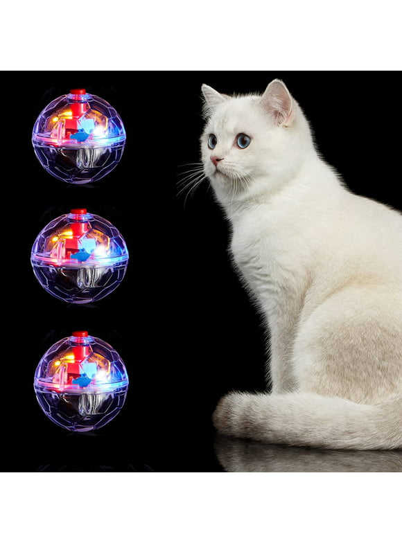 3 Pcs Light Up Cat Balls, Led Motion Activated Cat Ball Cat Interactive Toys Exercise Ball for Kitten Dog Pet Animals Activity