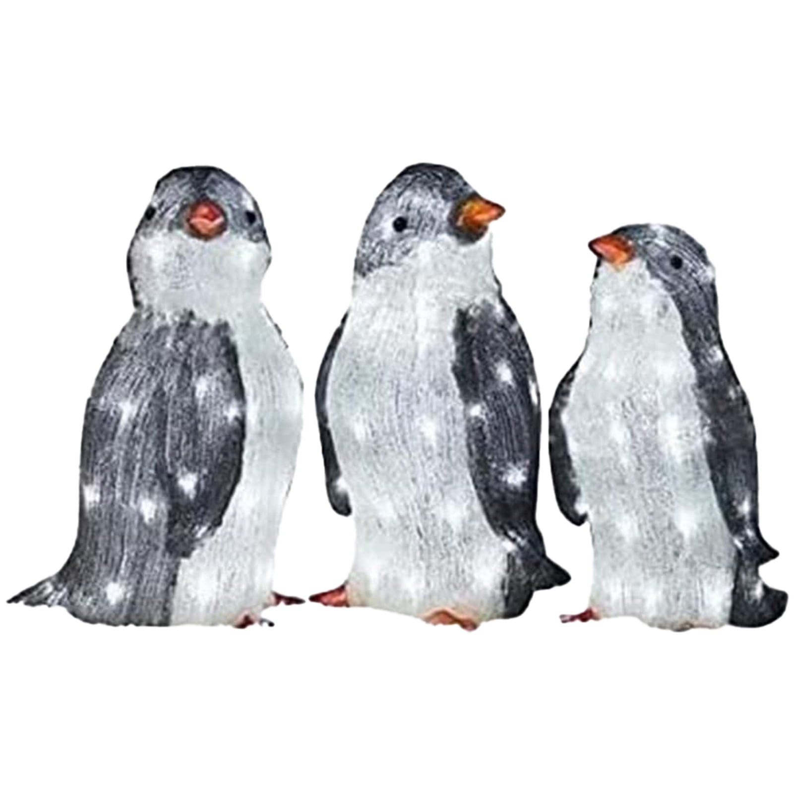 3 Pcs LightUp Penguin Lovely Unfading Acrylic Vivid Penguin Sculpture Lamp Christmas Decoration