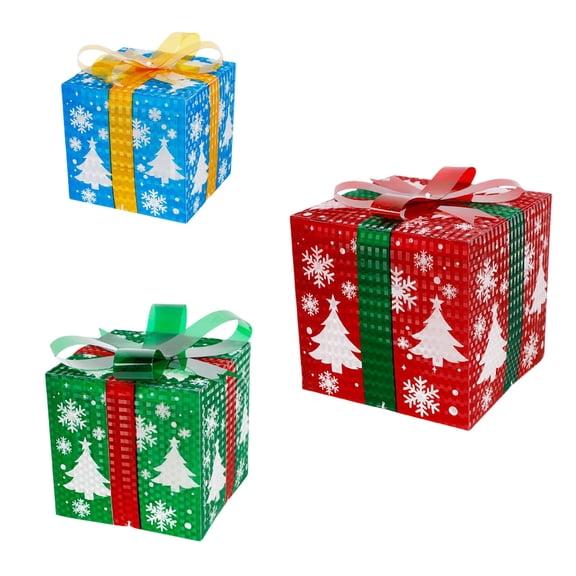3 Pcs Lighted Decor Metal Frame 60 LED Snowflake Timer Function Red Green Blue 6H on 18H off Durable Indoor Outdoor Home Yard Holiday Decor