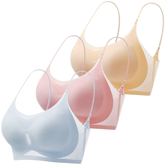 3 Pcs Lightly Padded Bras for Women Wireless Side Support Bra Breathable Back Bra Bralettes for Women with Support Tube Top with Built in Bra Compression Tank Top with Built in Bra