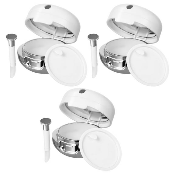 3pcs Mini Containers with Mirror Portable Makeup Storage for Travel White Plastic Glass