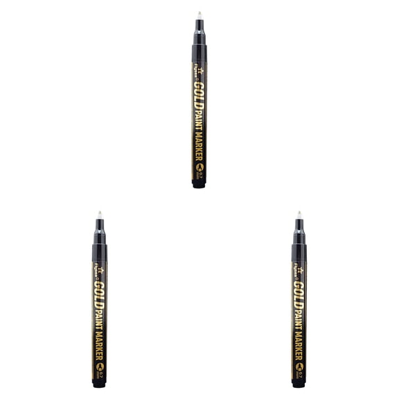 3 Pcs Liquid Chrome Markers - Permanent Mirror Chrome Pens With 0.7mm Tips, Chrome Paint Pens for Plastic, Metal, Model Painting, Touch Up & Repair Kit, Set of 3 (Gold)