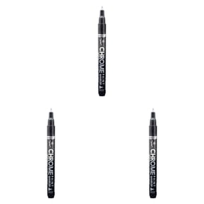 3 Pcs Liquid Chrome Markers - Permanent Mirror Chrome Pens With 0.7mm Tips, Chrome Paint Pens for Plastic, Metal, Model Painting, Touch Up & Repair Kit, Set of 3 (Silver)