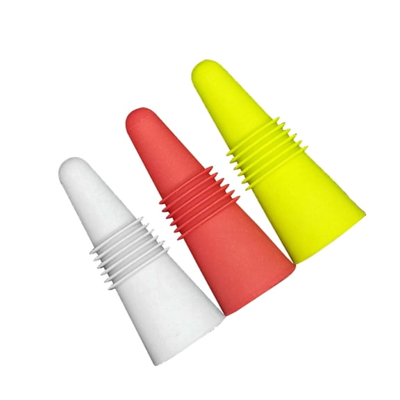 3Pcs Wine Bottle Stopper Reusable Wine Saver Silicone and Stainless Steel Sealer for Wedding Party Bar Random Color