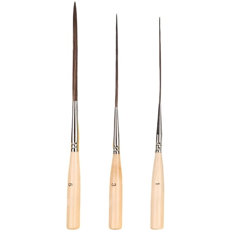 3 Pcs Long Liner Brushes Set, 7259 Ox Ear Hair Detail Paint Brushes with Extra Long Fine Point Tip, Pinstriping Scroll Outlining Brush for Watercolor