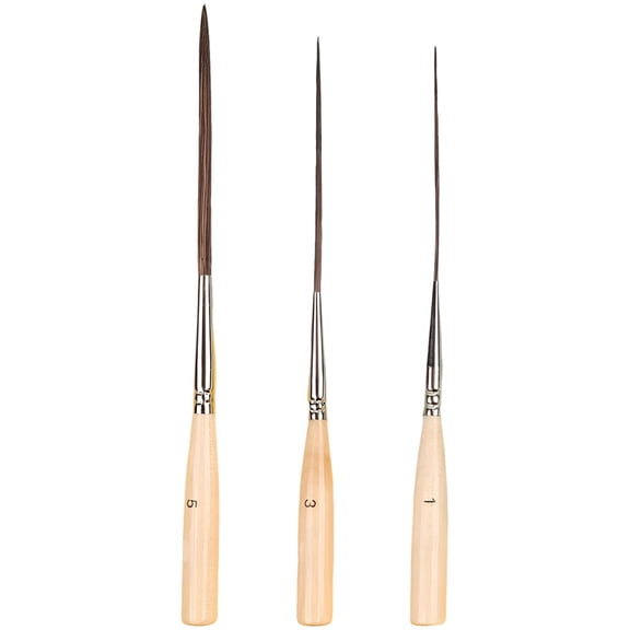 3 Pcs Long Liner Brushes Set, 7259 Ox Ear Hair Detail Paint Brushes with Extra Long Fine Point Tip, Pinstriping Scroll Outlining Brush for Watercolor