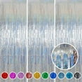 thumbnail image 1 of 3 Pcs/Lot Laser Glitter Rain Curtain Foil Fringe Tinsel Backdrop for Birthday Wedding Party Home Background DIY Decoration, 3.3×6.6Ft(Sliver), 1 of 6